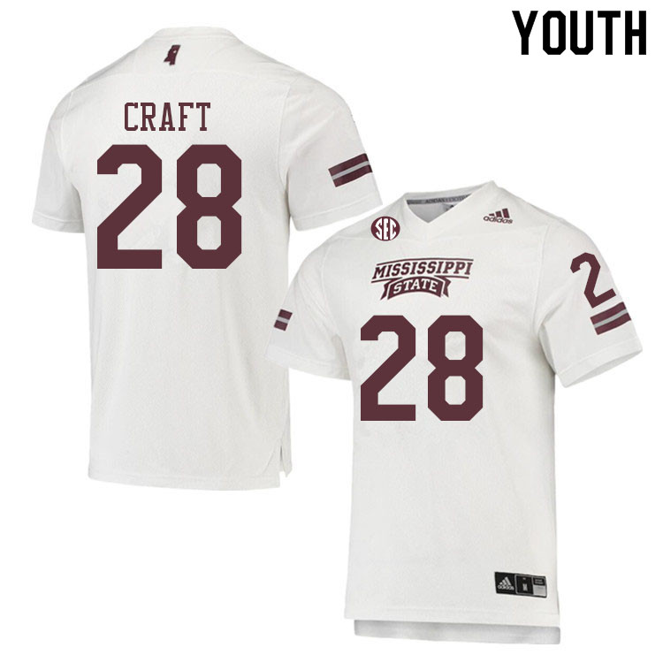 Youth #28 Londyn Craft Mississippi State Bulldogs College Football Jerseys Sale-White